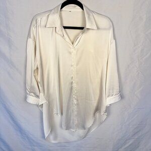 White Silk Button Down Shirt